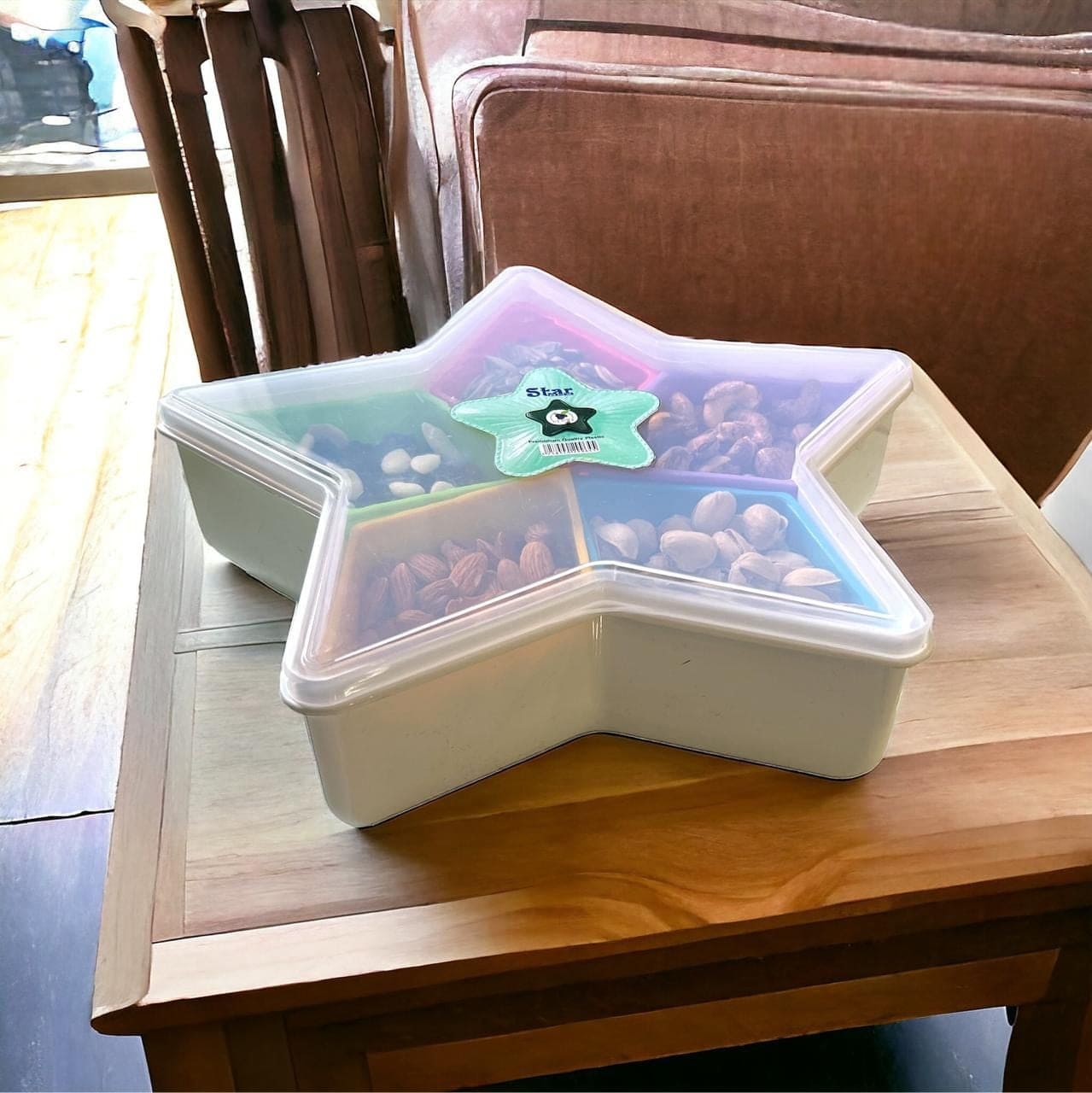 Star Dried Fruit Tray, Household Divided Fruit Bowl with Lid, Plastic Snack Serving Tray, Food Storage Organizer, Multifunction Dried Fruit Box Star Dried Fruit Tray, Household Divided Fruit Bowl with Lid, Plastic Snack Serving Tray, Food Storage Organizer, Multifunction Dried Fruit Box